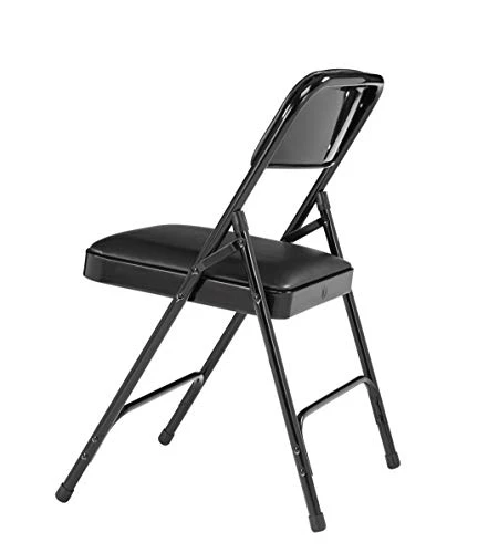 National Public Seating (4 Pack) NPS® 1200 Series Premium Vinyl Upholstered Double Hinge Folding Chair, Caviar Black, Model:1210 - Image 3