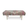 Great Deal Furniture Stephanie Handcrafted Boho Fabric Rectangular Bench, Ivory, Multicolor, And Natural