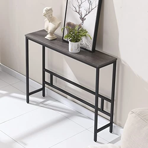 MAJARO Modern Industrial Sofa Console Table For Living Room, Office (Dark Grey, Single Layer) - Image 5