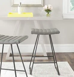 Safavieh Home Collection Akito Mid-Century Modern Grey 26-inch Counter Stool (Set Of 2)