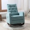 Yoluckea Accent Rocking Chair, Upholstered Velvet Nursery Chair, High Back Nursery Rocking Armchair, Comfy Accent Glider Rocker Armchair With Side Pocket For Nursery, Living Room (Mint)