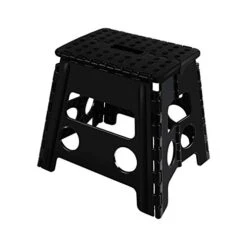 Topfun Folding Step Stool, 13 Inch Non-Slip Footstool For Adults Or Kids, Sturdy Safe Enough, Holds Up To 300 Lb, Foldable Step Stools Storage/Open Easy, For Kitchen,Toilet,Office,RV (Black, 13inch)