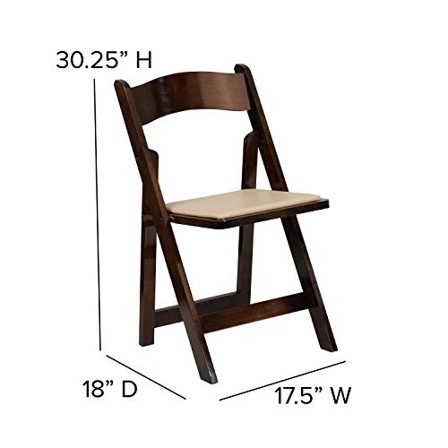 EMMA + OLIVER 2 Pack Fruitwood Wood Folding Chair With Vinyl Padded Seat - Image 2