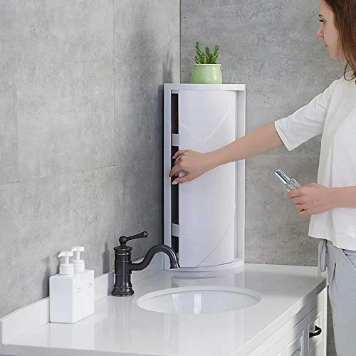 Bretoes Multifunction Bathroom Kitchen Corner Locker Cosmetic Storage Rack Cabinet Storage Shelf Rotating Triangle Shelf - Image 2