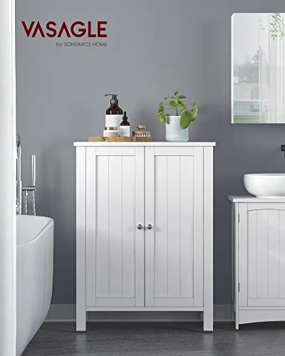 VASAGLE Bathroom Floor Storage Cabinet, Bathroom Storage Unit With 2 Adjustable Shelves, Bathroom Cabinet Freestanding, 11.8 X 23.6 X 31.5 Inches, White UBCB60W - Image 2