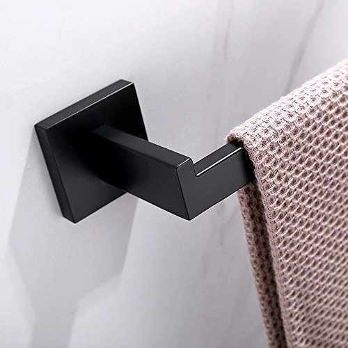 TASTOS Premium Stainless Steel Hand Towel Holder, Square Hand Towel Ring Heavy Duty Wall Mounted Modern Hand Towel Bar For Bathroom Kitchen, Matte Black - Image 5