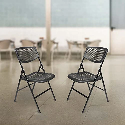COSCO Ultra Comfort Commercial XL Plastic Folding Chair, 300 Lb. Weight Rating, Triple Braced, Black, 4-Pack - Image 2