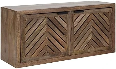 Kate And Laurel Mezzeta Decorative 2-Door Wall Cabinet, 30 X 10 X 14, Black, Decorative Modern Storage Cabinet With Doors - Image 8