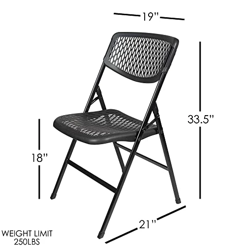 COSCO Ultra Comfort Commercial XL Plastic Folding Chair, 300 Lb. Weight Rating, Triple Braced, Black, 4-Pack - Image 3
