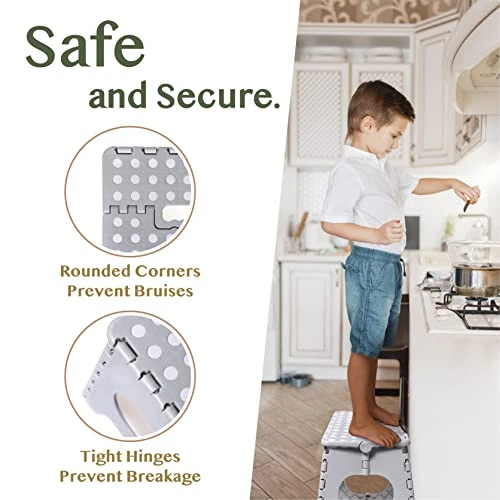 HealSmile Plastic Foldable Step Stool - Carrying Handles, 330lbs Heavy Duty, 11 Inch Collapsible Folding Stool, Adults, Kids, Kitchen, Bathroom - Image 4