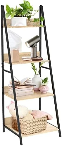 SpringSun 4-Tier Ladder Shelf, Wood Plant Flower Stand Storage Rack Shelf Steel Frame For Office And Home - Image 7