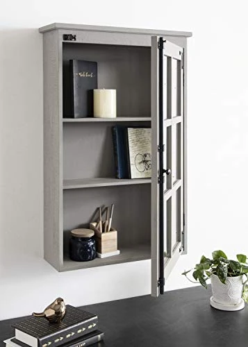 Kate And Laurel Hutchins Decorative Rustic Wood Wall Cabinet, 19.5 X 31.5, Gray, Farmhouse Cabinet With Glass Door - Image 3
