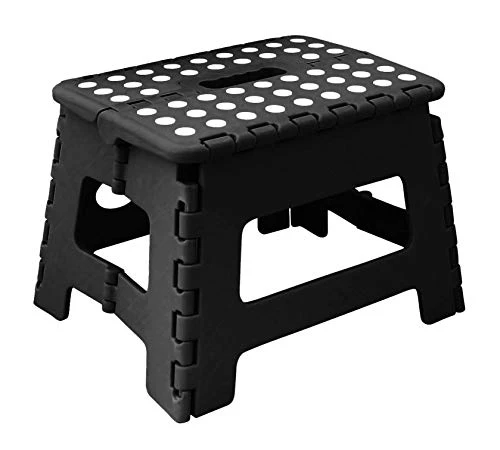 Gourmet Home 9in. Foldable Step Stool With Anti-Skid Foot Pads (Max Cap. 200lbs) (Black) - Image 2