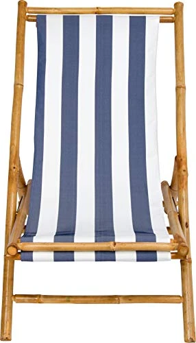 Statra Folding Bamboo Sling Chair Set Of 2, Blue Stripes - Image 4