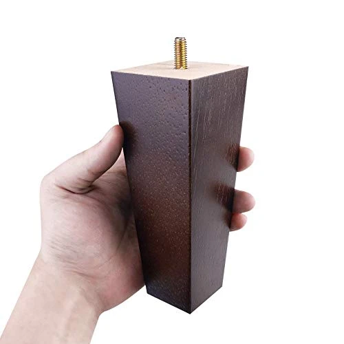 KOCENT 4Pcs Sofa Legs | 6 Inch Vintage Couch Hardware Accessaries | Great Wooden Furniture Replacement Legs For Armchair Recliner Coffee Table | Dresser | Bed,Brown (Square 6 In) - Image 3