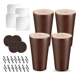 Wood Furniture Legs,4 Inches Replacement Sofa Legs Set Of 4,Improve Wiggle,Premium Wooden Couch Legs For Sofa, Armchair,Cabinet And More