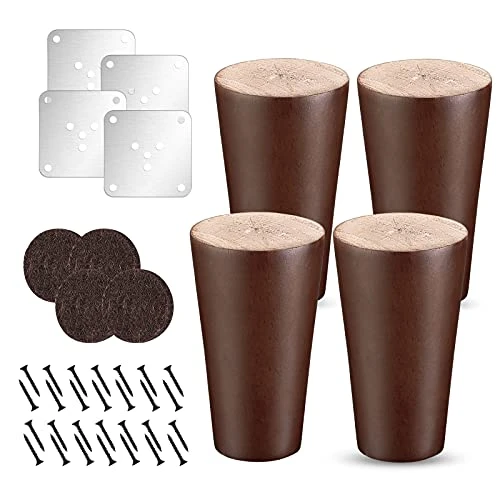 Wood Furniture Legs,4 Inches Replacement Sofa Legs Set Of 4,Improve Wiggle,Premium Wooden Couch Legs For Sofa, Armchair,Cabinet And More