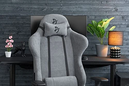 Arozzi Torretta Premium Soft Fabric Ergonomic Computer Gaming Chair Office Chair With Advanced Seat Mechanism 3D Armrests High Backrest Recliner Swivel Tilt Rocker 2 Soft Support Pillows - Ash
