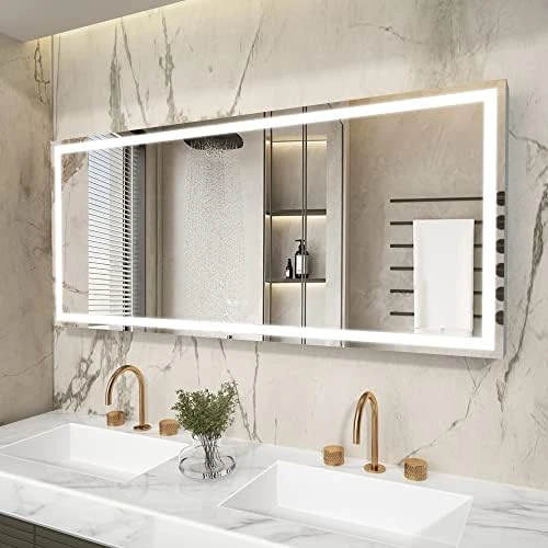 COZZIE Bathroom Vanity Mirror,60x28 Inch Lighted Vanity Mirror,3-Color 3000-6000k Dimmable Anti-Fog CRI 90+ Bathroom Mirrors For Wall(White/Natural/Warm Lights) - Image 9