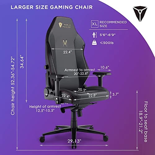 Noblerocker Gaming Chair Ergonomic PC Game Chair- Lumbar Support Headrest 4D Armrests Computer Chair, Big And Tall Comfortable Large - Image 3