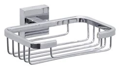 Tesa UK 40241-00000-00 Ekkro Soap Basket, High Shine Chrome-Plated Metal, Self-Adhesive, Square