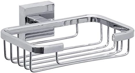 Tesa UK 40241-00000-00 Ekkro Soap Basket, High Shine Chrome-Plated Metal, Self-Adhesive, Square - Image 7