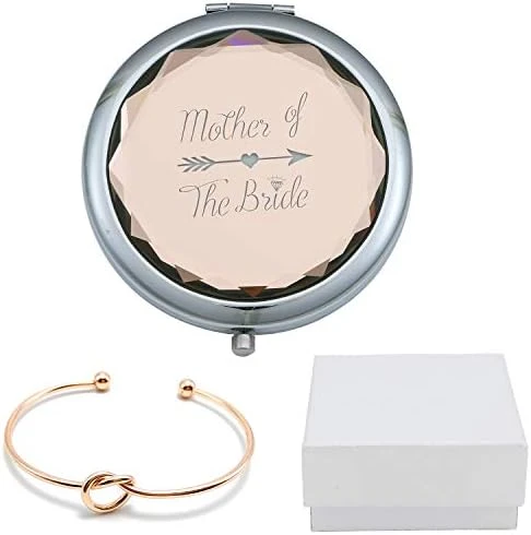 COFOZA Flower Girl Champagne Compact Pocket Makeup Mirror With Rose Gold Knot Bracelet And Gift Box For Wedding Proposal Gift - Image 10