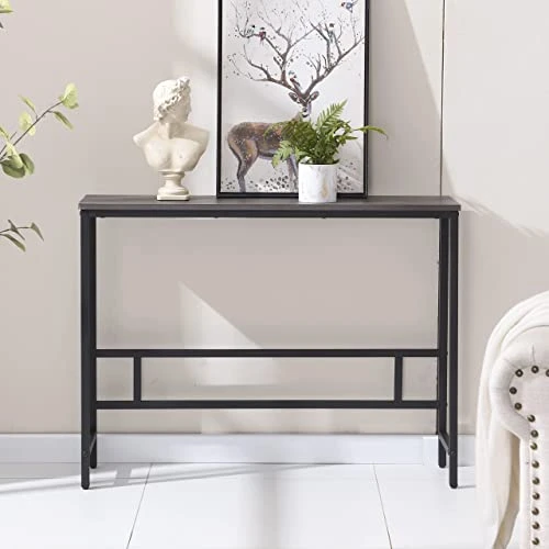 MAJARO Modern Industrial Sofa Console Table For Living Room, Office (Dark Grey, Single Layer) - Image 3