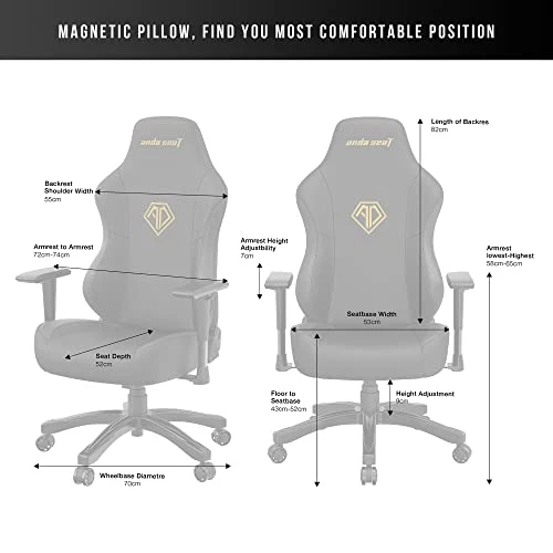 AndaSeat Phantom 3 Series Premium Office Gaming Chair,Faux Leather, Black (Gold Logo) 20.4in Seat Depth… - Image 5
