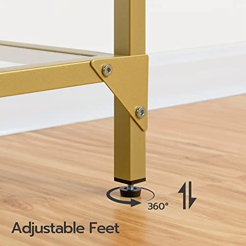 HOOBRO 39.4" Gold Console Table, Tempered Glass Sofa Table, Narrow Entryway Table, Metal Frame, Modern Style, Hallway, Living Room, GD04XG01 - Image 5