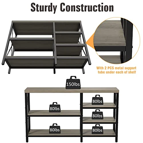 LGHM Console Tables For Entryway, Sofa Console Table Narrow With 5-Tier Storage Shelves For Living Room, Couch Hallway Table For Hall, Entry, Gray Wash - Image 3
