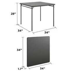COSCO Square Vinyl Top Folding Dining Or Card Table, 1-Pack, Black
