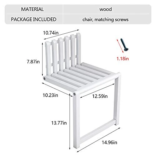 Kelendle Folding Chair Wall-Mounted Invisible Shoe-Changing Stool Made Of Solid Wood Wall Seat Folding With Support Legs Saving Space Suitable For Various Occasions White - Image 6