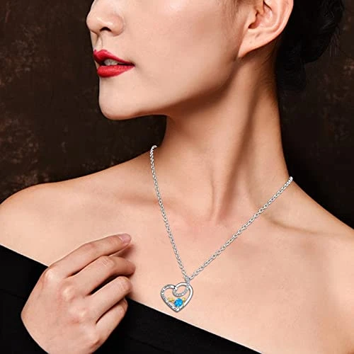 HYUIYYEAA Open Necklace Gift Heart Simple Ladies Necklace Design Shape Necklace Inlaid Pendant Necklaces & Pendants Necklaces Bulk (Silver, One Size) - Image 2