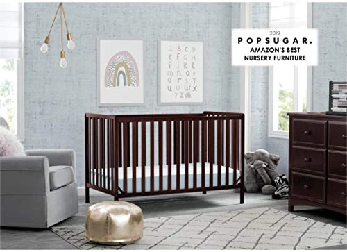 Delta Children Heartland 4-in-1 Convertible Crib, Dark Chocolate With Twinkle Stars Crib & Toddler Mattress - Image 2