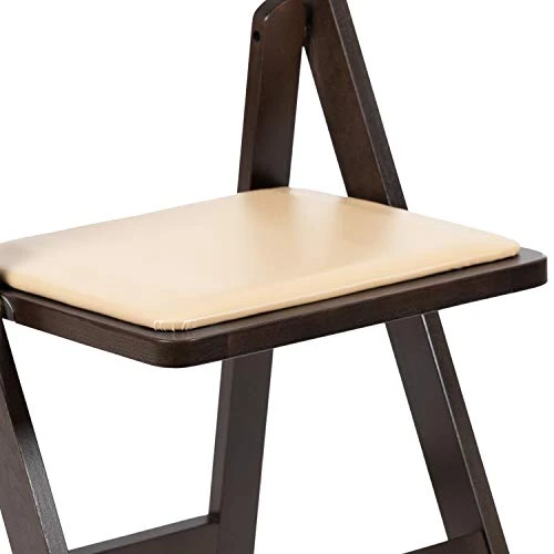EMMA + OLIVER Chocolate Wood Folding Chair With Detachable Vinyl Padded Seat - Image 3