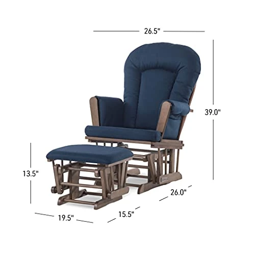 Forever Eclectic By Child Craft Tranquil Glider Rocker And Ottoman Set (Cocoa Bean/Navy Herringbone) - Image 2