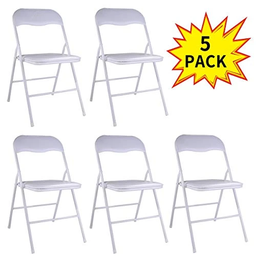 LAZYMOON 5-Pack Plastic Folding Chairs Wedding Banquet Seat Premium Party Event Chair White - Image 5
