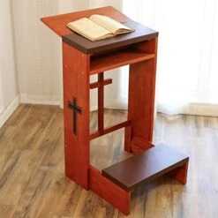 Shyneer Prayer Bench Stool Table, Wooden Church Prayer Chair Padded Kneeler Shelf Folding Chair For Kneeling At Home