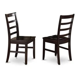East West Furniture PFC-CAP-W Parfait Dinette Chairs - Ladder Back Solid Wood Seat Dining Chairs, Set Of 2, Cappuccino