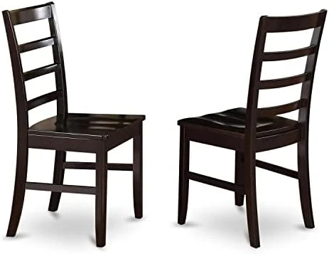 East West Furniture PFC-CAP-W Parfait Dinette Chairs - Ladder Back Solid Wood Seat Dining Chairs, Set Of 2, Cappuccino - Image 5