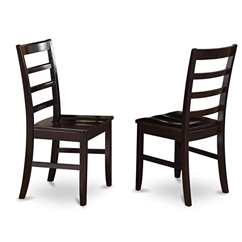East West Furniture PFC-CAP-W Parfait Dinette Chairs - Ladder Back Solid Wood Seat Dining Chairs, Set Of 2, Cappuccino