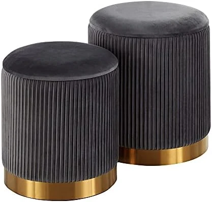 Ottoman With Storage - White Velvet Ottoman For Living Room, Velvet Storage Ottoman For Kids Room,Gold Ottoman With Storage, Vanity Chair For Bedroom,Set Of 2 Velvet Ottoman, Ottoman Seat (White) - Image 10