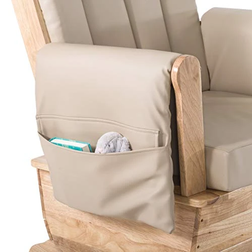 Foundations SafeRocker Standard Glider Rocker With Wood Base With Vinyl Cushion, Easy To Clean (Tan Vinyl) - Image 6