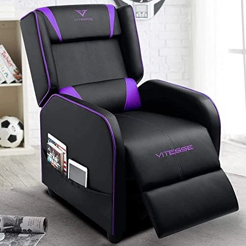 VITESSE VIT Gaming Recliner Chair Racing Style Single PU Leather Sofa Modern Living Room Recliners Ergonomic Comfortable Home Theater Seating, Blue. - Image 9