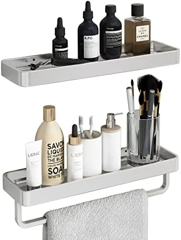 Danpoo Black Floating Shelf Bathroom Wall Shelf, 16" Tempered Glass Shelf Wall Mounted - Image 13