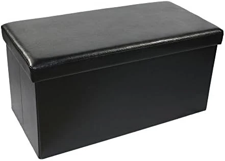 Achim Home Furnishings Collapsible Storage Ottoman 6 Drawers - Black Faux Leather 15x30x15 - Image 5