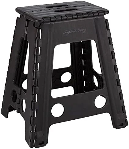 Inspired Living 9" Step Stool, Folding Step Stools For Adults, Plastic Foldable Step Stools Kids, Holds Up To 330 Lbs, Collapsible Folding Stool For Kitchen, Bathroom, Bedroom - Blush Pink - Image 11