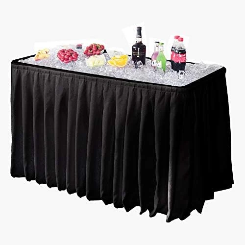 Modern Home 4' Portable Folding Party Ice Bin Table With Skirt - Black - Image 7