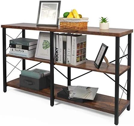 YUMEBUY Console Table For Entryway, Industrial Entry/Hallway Table Sofa Side Table Narrow Long With Open Bookshelf For Living Room (Rustic Brown) - Image 6